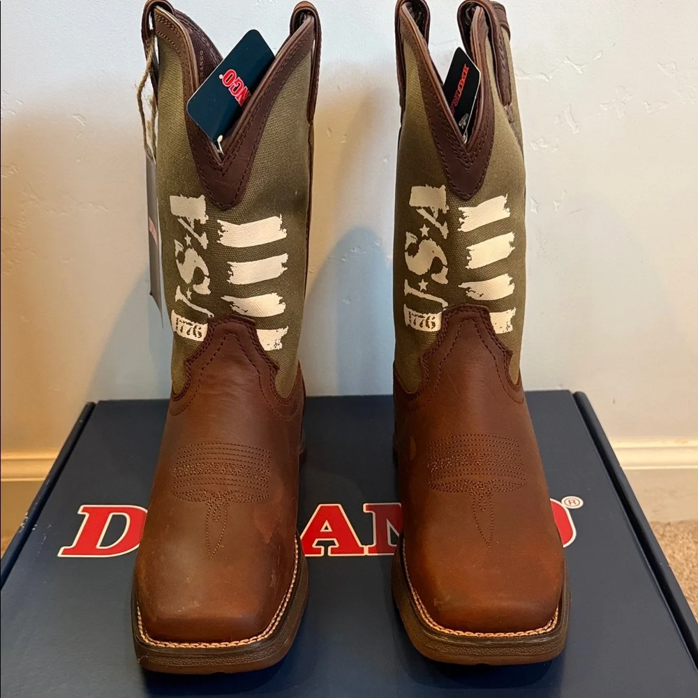 Lil' Rebel™ by Durango® Big Kids' Army Western Boot | Size 5.5 - Picture 2 of 12
